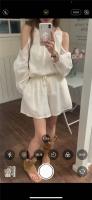 Blusa de verano a cuadros extragrande 2024 para niñas, traje de mujer, camisa de manga larga, pantalones de pierna ancha de cintura alta, trajes de dos piezas con pantalones cortos - details 41