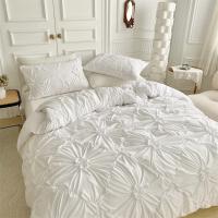 Juego de Ropa de Cama con Flores Torsas de Alta Calidad Duvet Cover Set Pleatado Artesanal Cubierta de Manta Doble para Colchón y Cama Reina - details 2