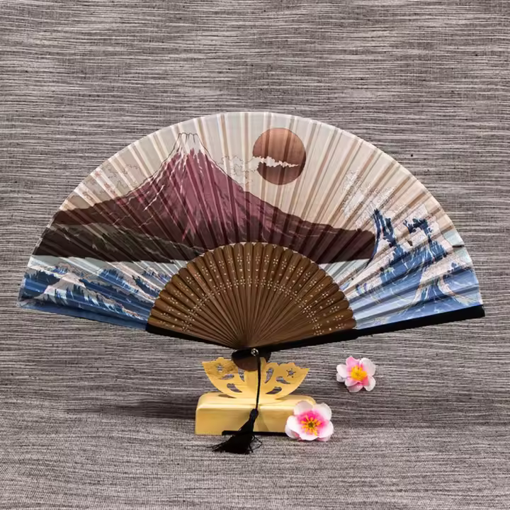 Borla de bambú manualidad para regalo adornos artísticos herramienta de utilería para fotos decoración del hogar abanico plegable artesanías mango abanico de mano - 1