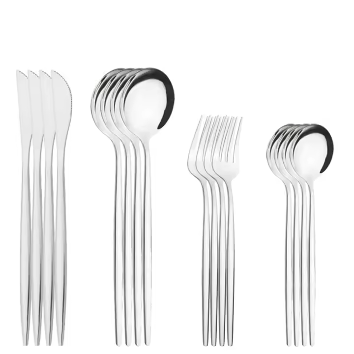 Juego de Vajilla de Acero Inoxidable de 16 Piezas Cuchillos, Tenedores, Cucharas de Postre Verde Menta Set de Cocina para el Hogar - 1