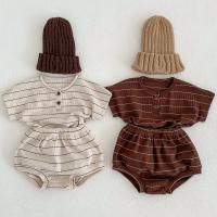 Conjunto de ropa de bebé con forro de verano, camiseta a rayas y bombachos, 2 uds., traje de ropa para niño, conjunto de ropa nfant de algodón puro, 2024 - details 1