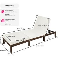 Taburete de Jardín Exterior de Ratán y Acero Tumbona de Piscina con Resaldo Ajustable en 6 Posiciones Tumbona de Playa Estable y Resistente a Intemperie Limpieza Fácil - details 33