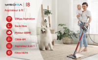 Aspiradora de varilla autoportante YISORA I8 |   Potente succión de 23 kPa/600 W |   Cable de 6 m de largo |   Limpieza del hogar ligera y sin esfuerzo - details 0