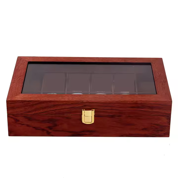 Caja de exhibición de reloj de madera, organizador de almacenamiento de joyas, 12 ranuras - 1