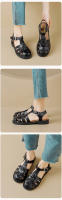 Sandalias romanas tejidas de tacón grueso de verano para mujer, estilo retro - details 1