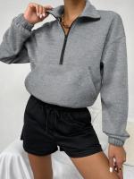 Suéter suelto grueso, sudaderas cálidas con cremallera, mujeres lisas, Top coreano a juego para - details 2