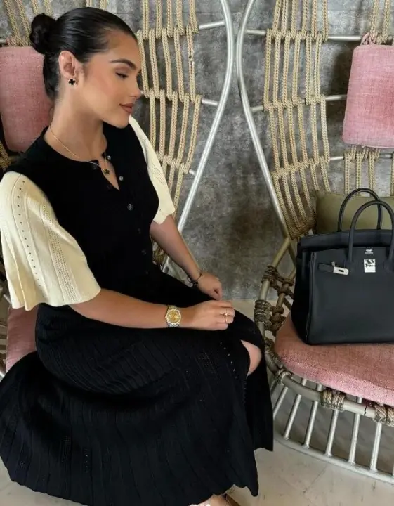 BUNO-Vestido Midi elegante de punto con una hilera de botones, vestidos de retales para mujer, bata de verano para mujer, batas negras y Beige para fiesta de noche - 1