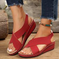 -sandalias de cuña huecas para mujer, zapatos informales de talla grande 43, Retro, para verano, 2024 - details 7