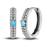 Aretes Redondos de Plata 925 Estilo Elegante para Mujeres con Piedra Principal de Zirconio y Diseño de Encanto Brillante Color en Oro - details 55