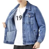 Chaqueta de Denim Casual para Hombres Ajuste Grande, Algodón, Negro y Azul, Abrigo Exterior de Moda - details 3
