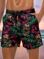 bañador hombre,Pantalones cortos deportivos con estampado de flores y dientes para hombre, Estilo Hawaiano informal, ropa de verano - details 1