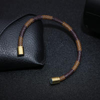 Pulsera de cuero a rayas para hombre, pulsera de aleación con cierre magnético para pareja unisex, bisutería urbana, regalos para hombre - details 5