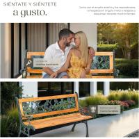 Banco de Jardín Exterior, Madera Lacada y Hierro Fundido, Diseño Elegante, Resistente y Estable, Patio y Terraza - Floral - details 7