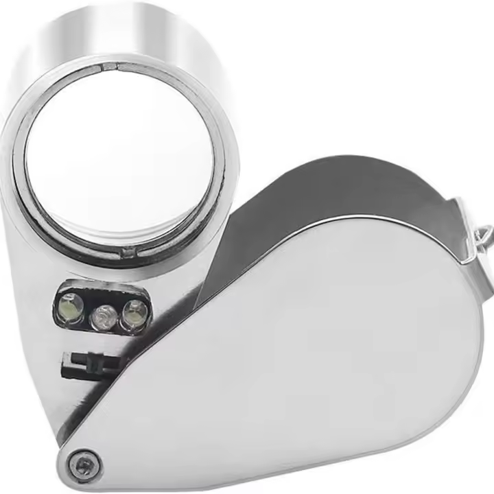 Lupa de joyero 40X, lupa de bolsillo plegable, lupa iluminada con luz LED y lámpara UV - 1