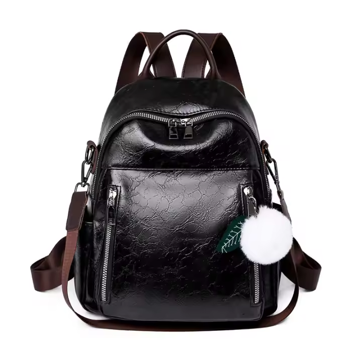 Mochila informal vintage de cuero PU para mujer, morral pequeño de viaje a la moda, color verde y negro - 1