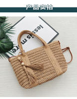 2025 nuevo ins cuerda de papel tejido con flecos colgante bolsa de mensajero de gran capacidad versátil color sólido hombro playa bolso de las mujeres - details 4