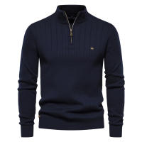 Suéter de alta calidad para hombre, suéter de color sólido medio cremallera, nuevo estilo de otoño e invierno 24. - details 5