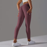 Pantalones de yoga con espalda en V para mujer, leggings sexys para entrenamiento Fiess, gimnasio, correr, cintura alta - details 42