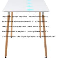 Madera de Diseño Escandinavo para 4 a 6 Personas Blanca 110 x 70 x74 cm (Sólo Mesa) - details 2