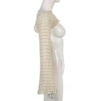 Top corto de ganchillo de manga larga para mujer, ropa de calle de punto con malla ahuecada, Y2k, 2025 - details 2