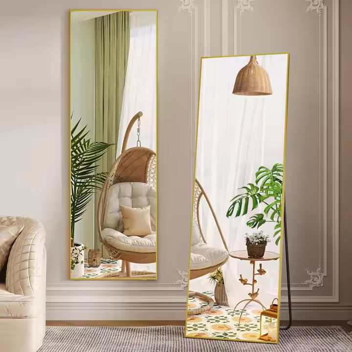153x50cm Espejo de pie Grande, Espejo de Cuerpo Entero Pared Rectangular, Espejo Cuerpo Entero Pared LED, Espejo Pared vestidor, Dormitorio, Negro - 1
