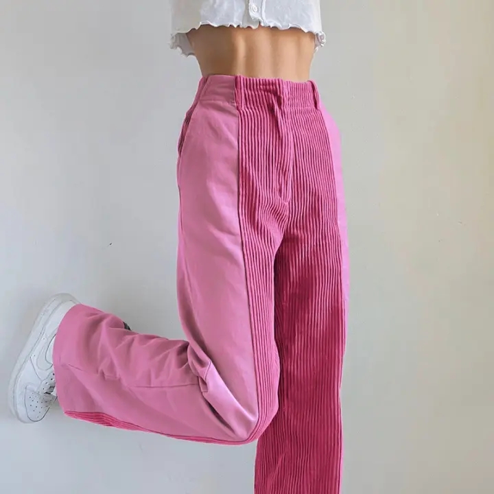 Pantalones de corte casual con plumas rectas de color liso para mujer, e, otoño e invierno, nuevo - 1