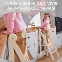 Silla de Madera Montessori Ahorradora de Espacio Torre Plegable, Taburete para Niños, Escalera Plegable para Niños Protección Antivuelcos - details 4