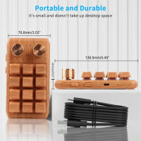 Teclado mecánico RGB para juegos, Mini teclado portátil inalámbrico de madera, 12 teclas + 2 perillas, una mano, totalmente programable - details 5