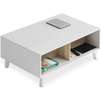centro elevable comedor salón, mesita mueble salon comedor acabado en Blanco Brillo y Roble - details 5