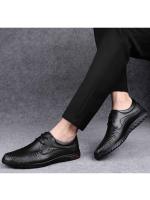 Zapatos de Cuero para Hombre Primavera-Verano 2025 Transpirables, de Primera Capa, de Piel de Vaca, Suaves, Informales, con Agujeros, para Negocios de Mediana Edad - details 0