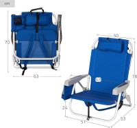 Pack de 2 sillas plegables multiposición para playa, jardín, terraza o camping, 5 posiciones, 49x58x80 cm, Altura asiento 27 cm, Topes antivuelco, Soporta 100 kg, Con asas de transporte (85469) - details 39
