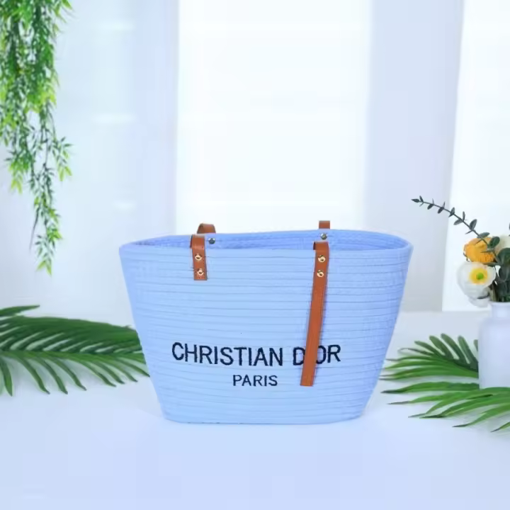 Nuevo Bolso tejido de moda de almacenamiento de cuerda de algodón para mujer, bolso bonito de playa para vacaciones - 1