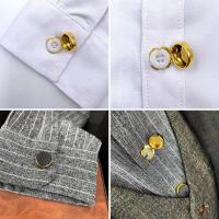 10 gemelos redondos de latón con botones en los puños, adecuados para camisas de boda formales de hombre - details 3