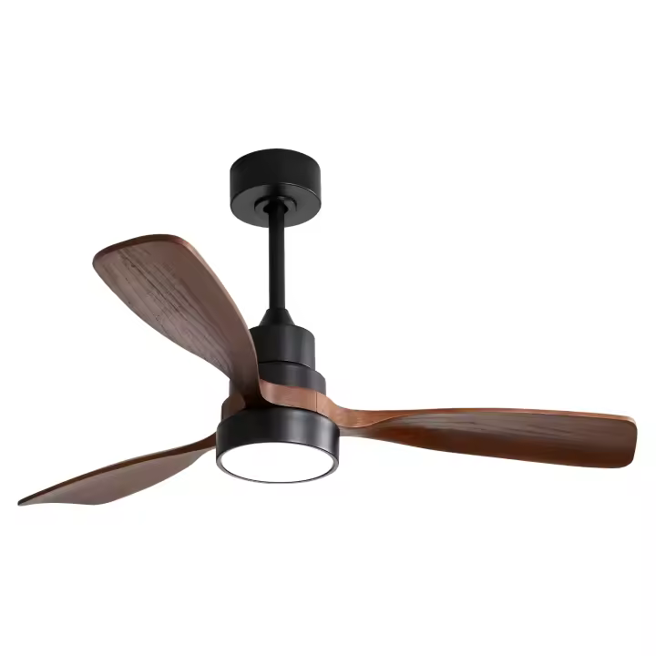Ventilador de techo de madera de 48 pulgadas con 3 aspas de madera maciza, Motor de CC Reversible con Control remoto para sala de estar - 1