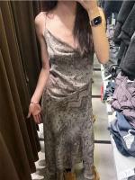 Falda larga plisada MIDI con tirantes estampado animal para mujer, primavera y verano, nuevos productos, vestido adelgazante - details 3