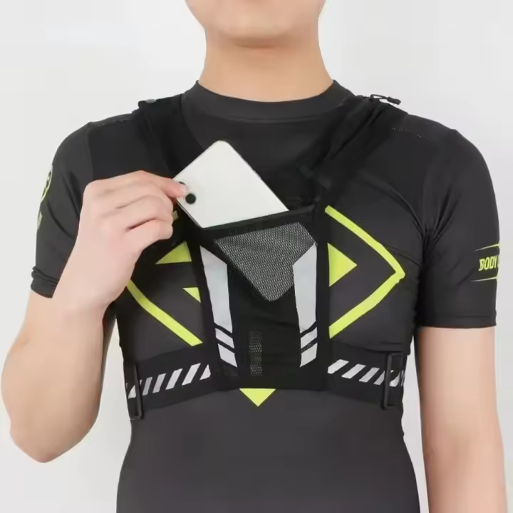 Mochila ligera reflectante para correr, correa ajustable, bolsillo con cremallera, chaleco deportivo para correr, bolsa para tarjetas, entrenamiento - 1