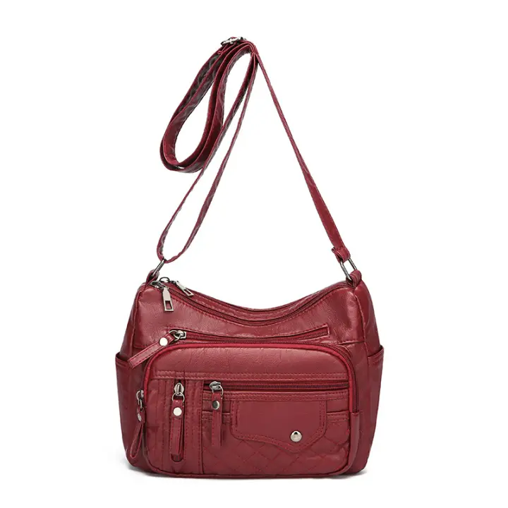 Bolso De Mensajero De Hombro Multicapa Con Múltiples Compartimentos De Cuero Suave De Moda Para Mujer - 1