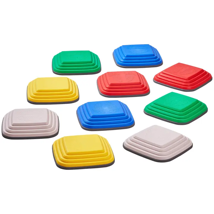 SucceBuy Piedras de equilibrio de 10 piezas para niños, capacidad de 220 libras, piedras sensoriales antideslizantes para niños pequeños, juguetes de juego de obstáculos para niños de 3 a 8 años, juegos en interiores y exteriores - 1