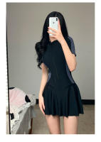 Traje de baño para mujer, traje de baño deportivo de una pieza para aguas termales, corte ajustado simple y conservador, traje de baño de vacaciones estilo vestido - details 14