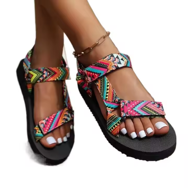 Zapatos planos de verano para mujer, conjunto de cuerda de cáñamo, sandalias de playa para pies, zapatillas informales combinables para exteriores, sandalias de mujer de talla grande - 1