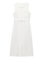 Elegante Vestido sin Mangas BUNO Cuello Redondo, Estilo Plano, Cinturón y Botones - details 4