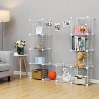 Modular de Malla de Hierro, Estantería de Almacenaje con 12 Cubos, Organizador Modulable y Ajustable, Multiuso, para Libros, Ropa y Zapatos, en Baño, 93 x 31 x 123 cm, Blanco LPI34W - details 3