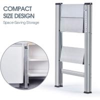 Peldaños de Aluminio, Escalera Pequena Plegable Segura de Hogar con Mecanismo Antiplegado, Taburete Escalera Portatil para Cocina Domestica, Peso Máximo 150kg, Negro - details 17