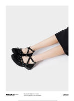 Arco rojo solo zapatos de las mujeres francés retro pequeños zapatos de cuero nuevo remache hebilla de cinturón pisos de ballet - details 10