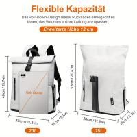 Moqueta Ligera Antirrobo de 20-25L para Hombres y Mujeres - Múltiples Compartimentos, Correas Ajustables, Diseño Duradero de Cáscara Suave en 6 Colores (, Blanco, Gris, Beige, Azul Marino, Rosa) - Mochila Diaria para la Escuela, Trabajo, Deportes al Aire - details 6