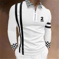 Polo para hombre Camisa de golf estampada a cuadros 3D Manga larga Cremallera Ropa deportiva Moda Ropa de calle Diseñador - details 19