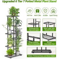 Estante de Almacenamiento para Plantas Metal Negro, Herramientas de Jardín y Guantes, 141 cm, Para Interior y Exterior, Escaleras para Plantas, para Balcón - details 43