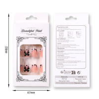 24Pcs Uñas Postizas Francesas Con Leopardo Y Lazo Negro 3D Uñas Postizas Cortas Cuadradas Para Mujer Cubierta Total De Fingertips Material ABS Para El Office - details 0