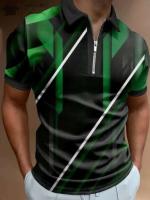 Polo de verano con cremallera para hombre, camiseta de manga corta con cuello con patrón de rayas, camisa de golf holgada informal, camisa Haruku - details 10