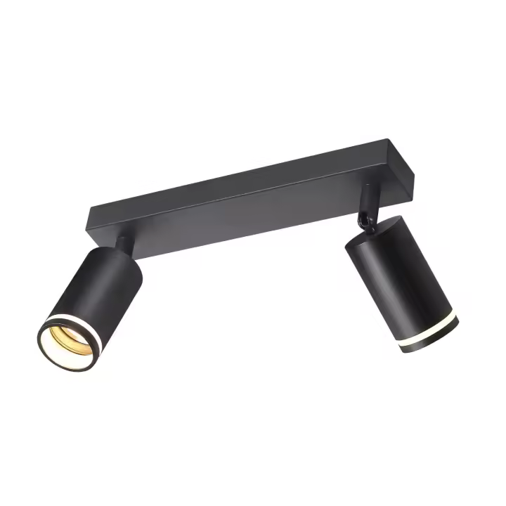 CBJKTX Luz de Techo LED 2 Llama Luz de Techo Negra GU10 Foco Giratorio Luz de Pared de Madera Foco de Pared para Dormitorio - 1